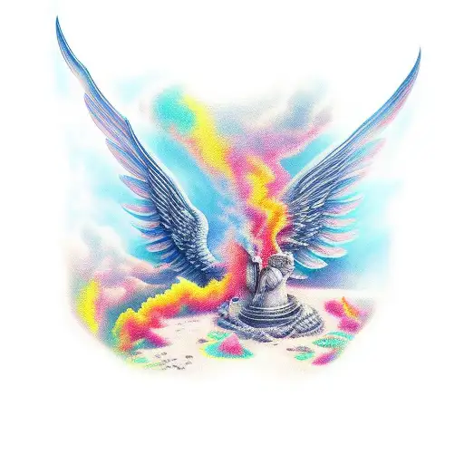 Wing angel hell paradise tattoo design idea