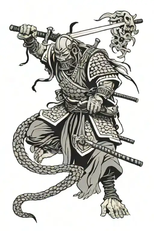ronin samurai with scorpion crawling tattoo design idea