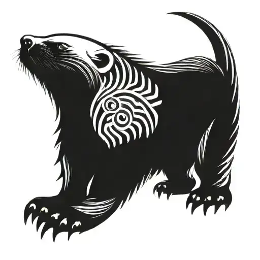 Honey badger with runes engraved tattoo design idea