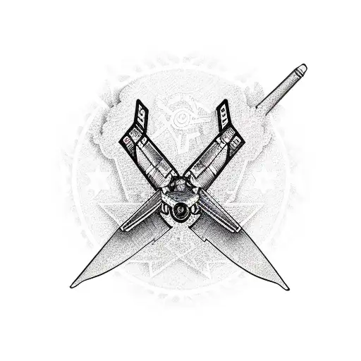 Millitary Jet with pattern background tattoo design idea