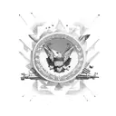 Millitary Jet with pattern background tattoo design idea