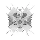 Millitary Jet with pattern background tattoo design idea