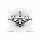 Millitary Jet with pattern background tattoo design idea