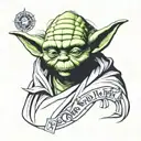 Star Wars Yoda. "Do or do not. There is no try" underneath tattoo design idea