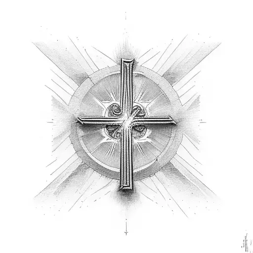 christian cross with the phrase this too shall pass tattoo design idea
