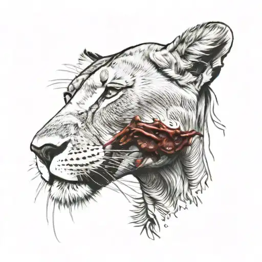 lioness with blood on her face tattoo tattoo design idea