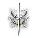 Broken double edge sword with olives branches wrapping around it holding it together  tattoo design idea