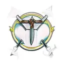 Broken double edge sword with olives wreathes wrapping around it holding it together  tattoo design idea