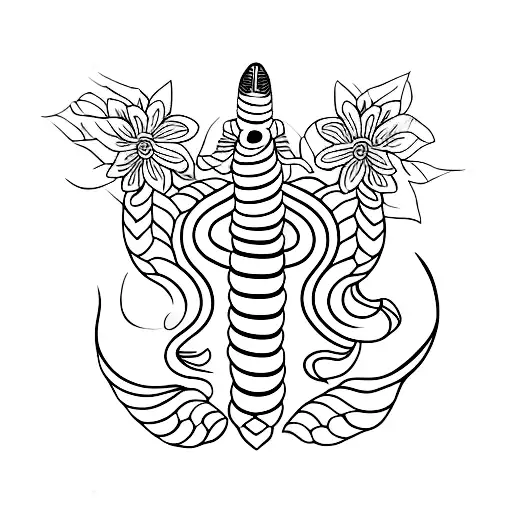 cobra com flores  tattoo design idea