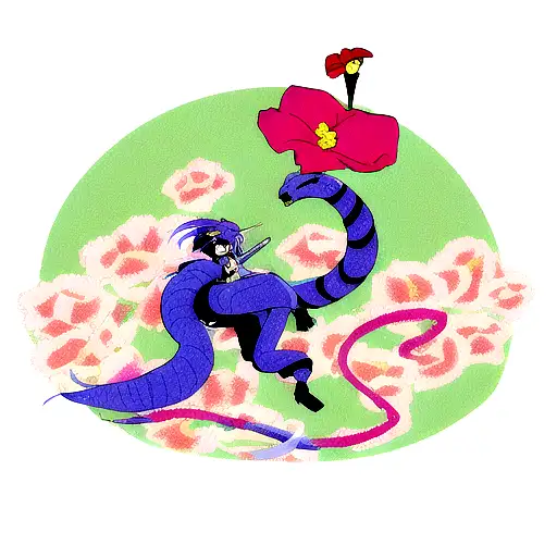 cobra e flores  tattoo design idea