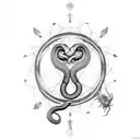 tail-eating snake Dreamcatcher tattoo design idea