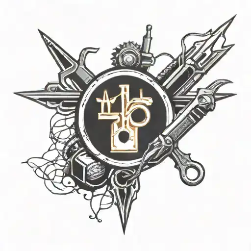 Create a tattoo design inspired by electrician tools with a religious twist tattoo design idea