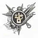 Create a tattoo design inspired by electrician tools with a religious twist tattoo design idea