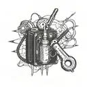Create a tattoo design inspired by electrician tools with a religious twist tattoo design idea