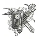 Create a tattoo design inspired by electrician tools with a religious twist tattoo design idea