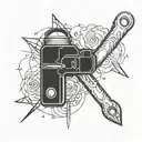 Create a tattoo design inspired by electrician tools with a religious twist tattoo design idea