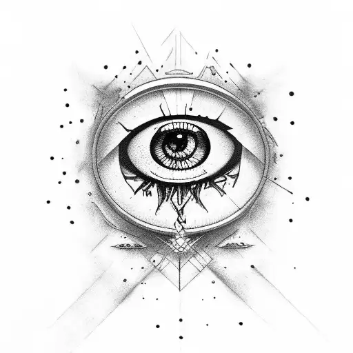 evil eye and the number 9 tattoo design idea