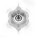 evil eye and the number 9 tattoo design idea