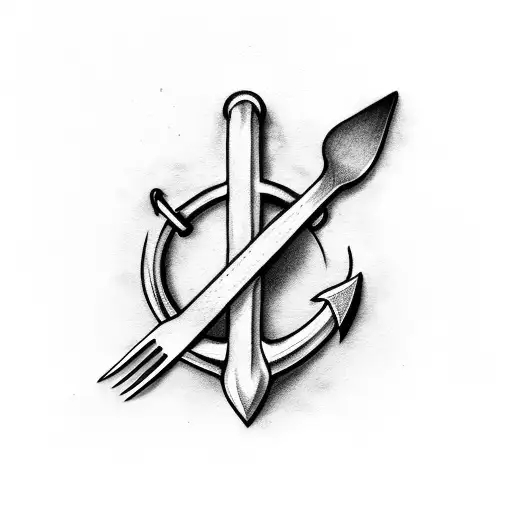 anchor connected with a fork & knife tattoo design idea