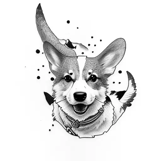 corgi and cow tattoo design idea