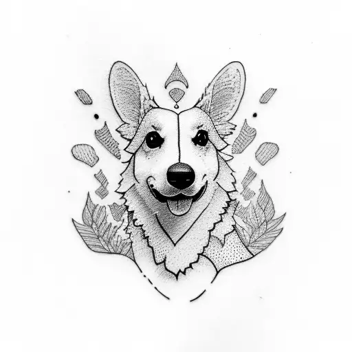 corgi cow tattoo design idea