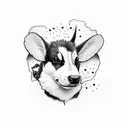 corgi and cow tattoo design idea