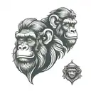 A retro-inspired tattoo of three wise monkeys in a black-grey style tattoo design idea