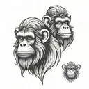 A retro-inspired tattoo of three wise monkeys in a black-grey style tattoo design idea