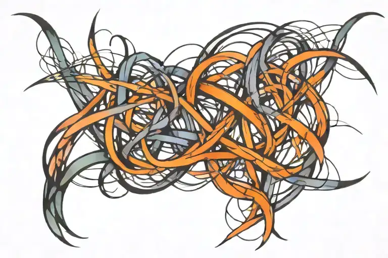 "intertwined" written horizontally  tattoo design idea