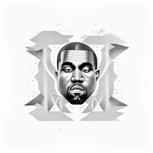 A vinyl record with Kanye West's silhouette as the center label design tattoo design idea