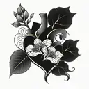 heart with flowers growing tattoo design idea