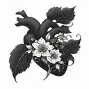 heart with flowers growing tattoo design idea