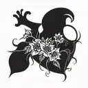 heart with flowers growing tattoo design idea