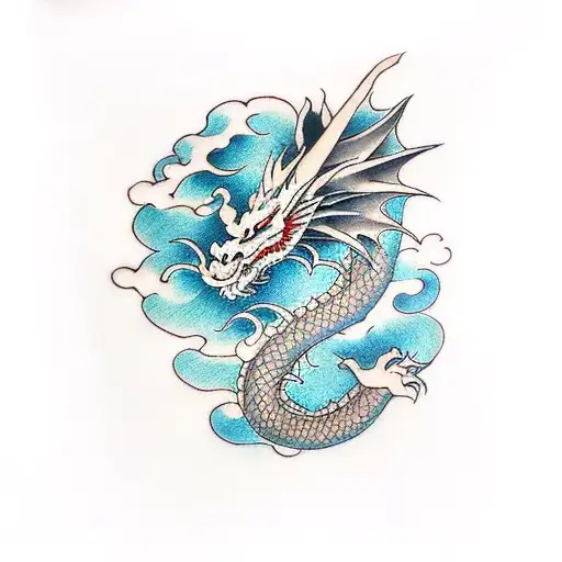 Dragon clouds tattoo design idea