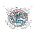 Dragon clouds tattoo design idea