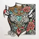 dress made of gems tattoo design idea