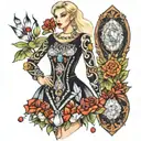 dress made of gems tattoo design idea