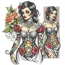 dress made of gems tattoo design idea