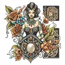 dress made of gems tattoo design idea