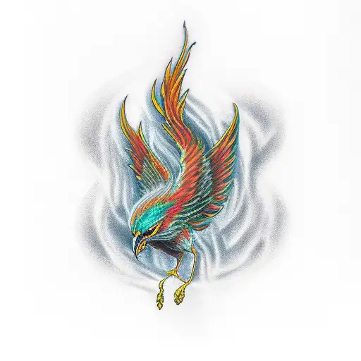 phoenix with semicolon  tattoo design idea