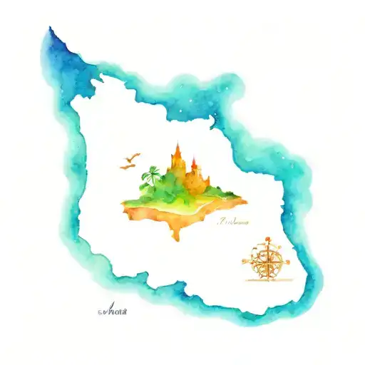 neverland island map tattoo design idea