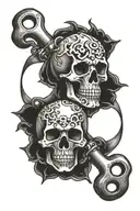 brass knuckles and skull tattoo design idea