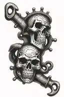 brass knuckles and skull tattoo design idea