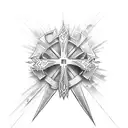 pointy cross tattoo design idea