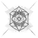 pointy cross with spider web tattoo design idea