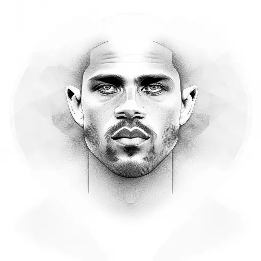 A stylish black and grey portrait of a legendary Fluminense player tattoo design idea