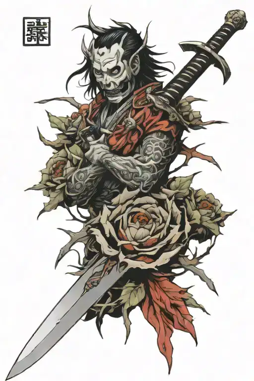 sword wrapped in thorns  tattoo design idea