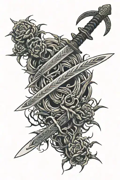 sword wrapped in thorns  tattoo design idea
