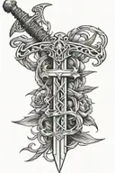 sword wrapped in thorns  tattoo design idea