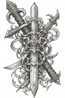 sword wrapped in thorns  tattoo design idea